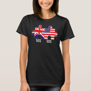 Camiseta Metade do mapa americano de bandeira britânica com