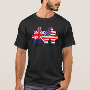 Camiseta Metade do mapa americano de bandeira britânica com
