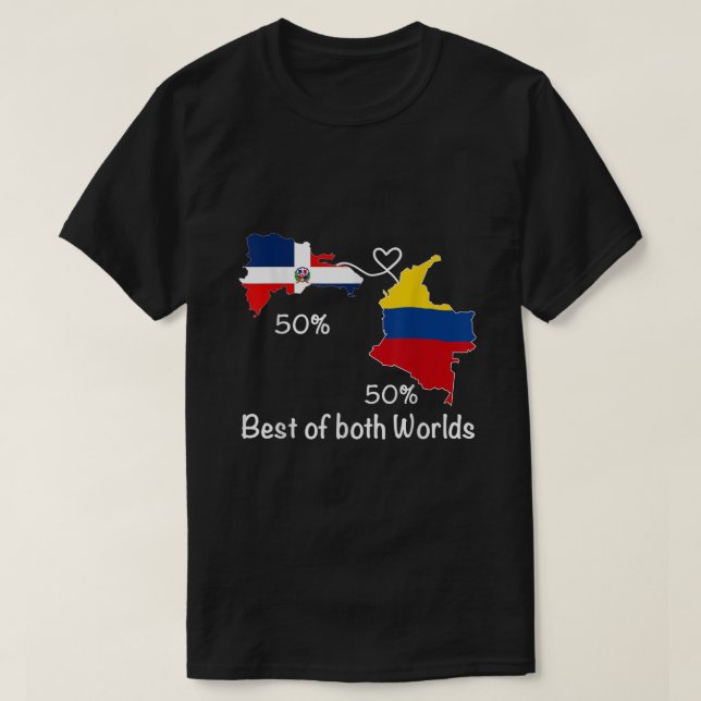 Camiseta Metade do mapa colombiano de bandeiras dominicanas (Frente do Design)