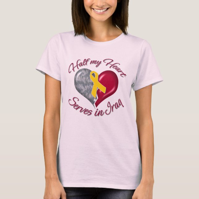 Camiseta Metade do meu coração serve no Iraque (Frente)