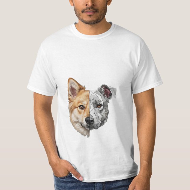 Camiseta Metade do Rosto de Cachorro Robótico (Frente)