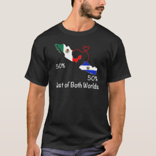 Camiseta Metade do Salvadoriano Mapa de Bandeira Mexicano S