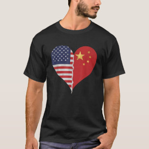Camiseta Metade dos chineses metade dos EUA sinalizam a Chi