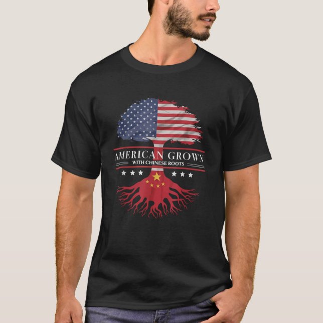 Camiseta Metade dos chineses metade dos EUA sinalizam a Chi (Frente)