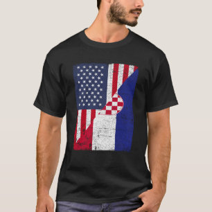 Camiseta Metade dos EUA Bandeira Half Croácia Bandeira Amer