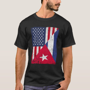 Camiseta Metade dos EUA Bandeira Half Cuba Bandeira America