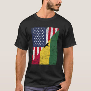 Camiseta Metade dos EUA Bandeira Half Ghana Flag Americano 