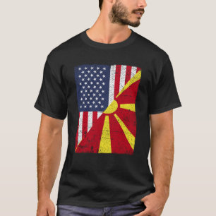 Camiseta Metade dos EUA - Bandeira Half Macedônia - Bandeir