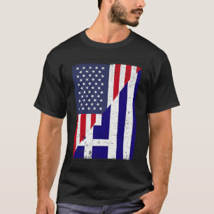 Camiseta Metade dos EUA Bandeira Meia Grécia Bandeira Ameri