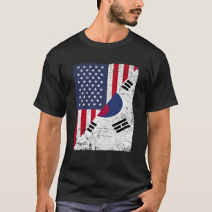 Camiseta Metade dos EUA - Bandeira Metade da Coreia do Sul