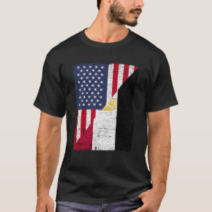 Camiseta Metade dos EUA Bandeira Metade Egito Bandeira Amer
