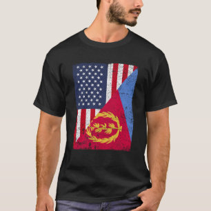 Camiseta Metade dos EUA - Bandeira Metade Eritreia - Bandei