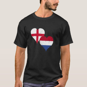Camiseta Metade Inglês Metade Holandês Um Coração Bandeira