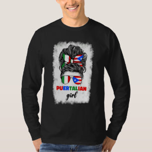 Camiseta Metade Italiana E Porto-Riquenha Bandeira Da Itáli