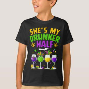 Camiseta Metade mais bêbada para homens mulheres casal adul