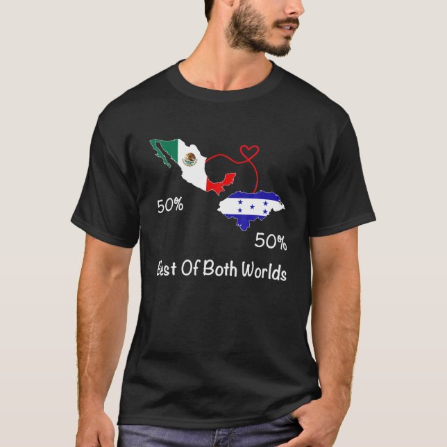 Camiseta Metade Mexicana de Metade da Bandeira Hondurenha M (Frente)