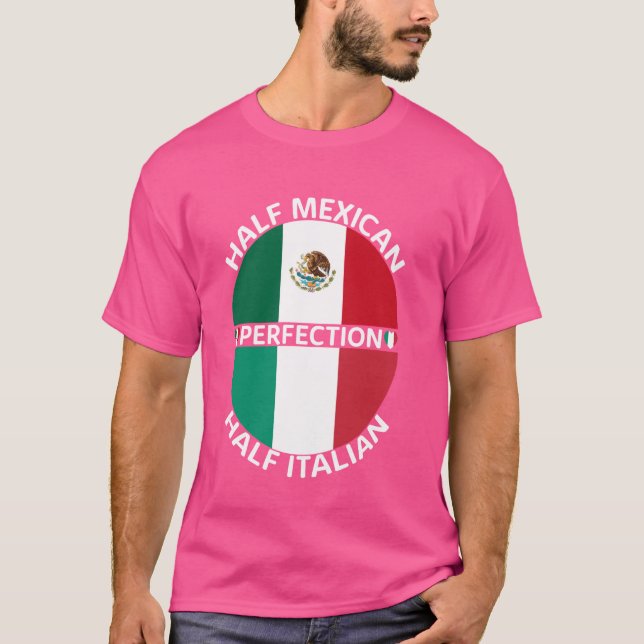 Camiseta Metade Mexicana Meia Raízes Italianas no México It (Frente)