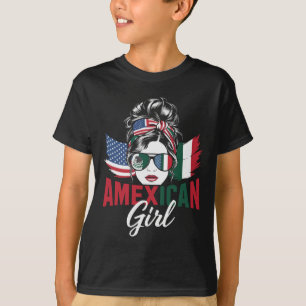 Camiseta Metade Mexicano Metade Americano Bandeira EUA Méxi
