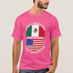 Camiseta Metade Mexicano Metade Americano Bandeira México E