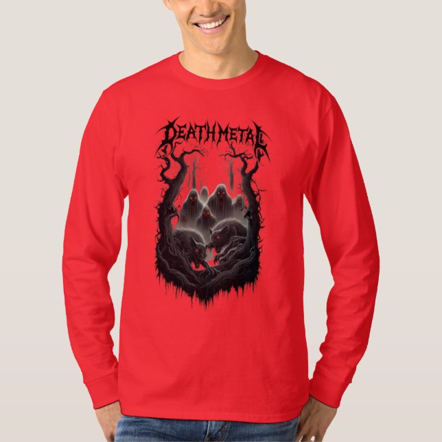 Camiseta Metal de morte da floresta escura (Frente)
