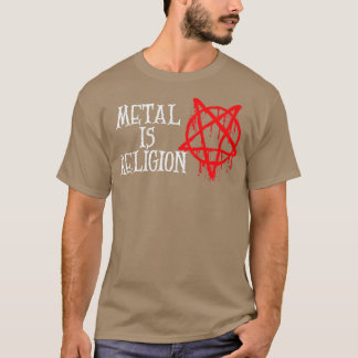 Camiseta Metal é religião Gótico de metal pesado Pentagrama