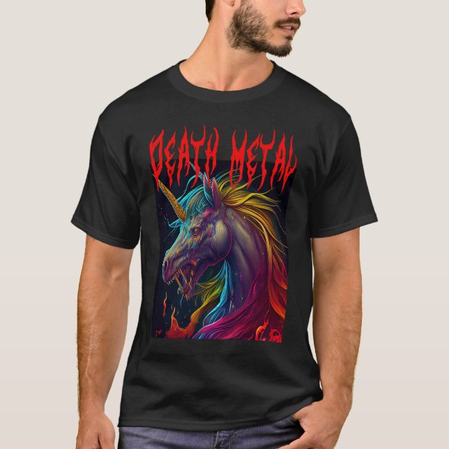 Camiseta Metal Festival Puking Unicorn Death Metal Unicorn  (Frente)