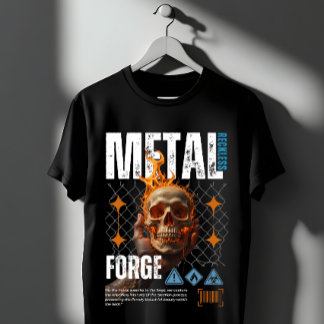 Camiseta Metal Forge Caveira Flamejante Streetwear Industri