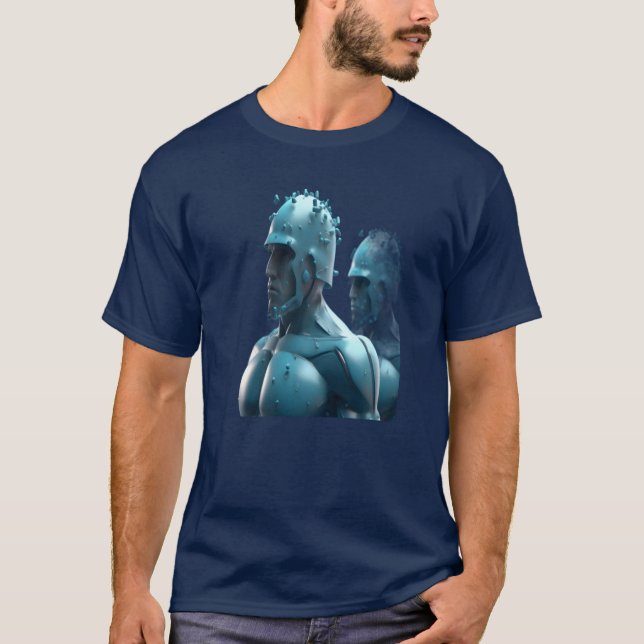 Camiseta Metal Men on a Midnight Blue, Short Sleeve T-Shirt (Frente)