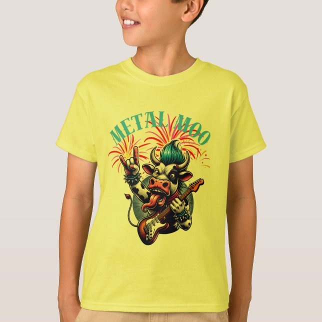 Camiseta     Metal Moo-d – Rockin' Cow with a Guitar (Frente)
