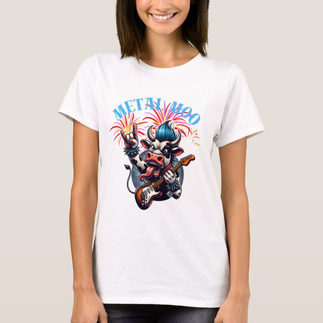 Camiseta     Metal Moo-d – Rockin' Cow with a Guitar (Frente)