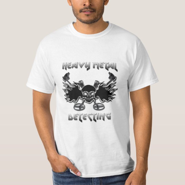 Camiseta Metal pesado que detecta o Tshirt branco básico do (Frente)
