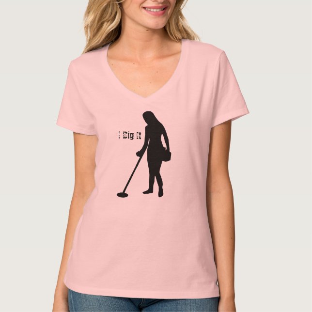 Camiseta Metal que detecta - eu o escavo - senhoras V - (Frente)