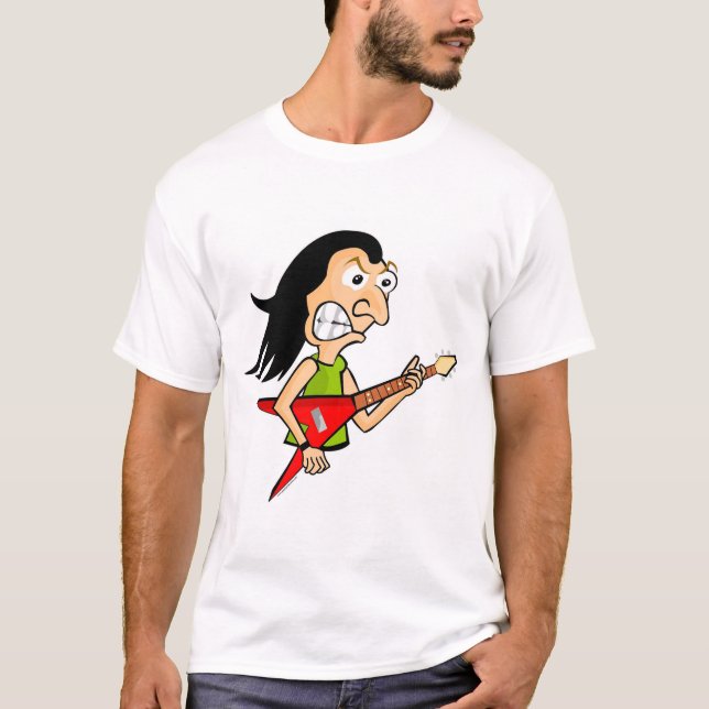 Camiseta metal que joga a cara da guitarra! (Frente)