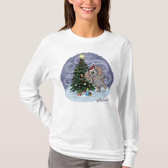 Camiseta Metalfant Wilbur em Luzes Longa Folha das Mulheres (Frente)