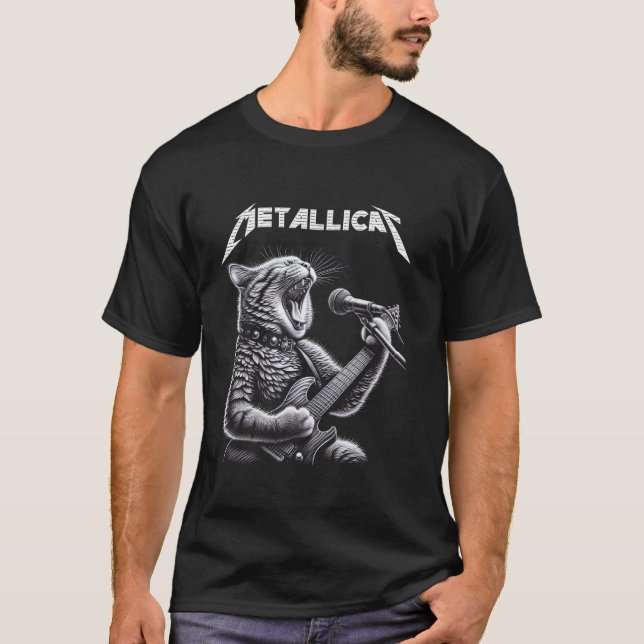 Camiseta Metallicat - Gato Engraçado 5 (Frente)