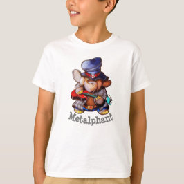 Camiseta Metalphant com o t-shirt do miúdo da guitarra