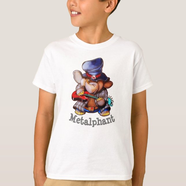 Camiseta Metalphant com o t-shirt do miúdo da guitarra (Frente)
