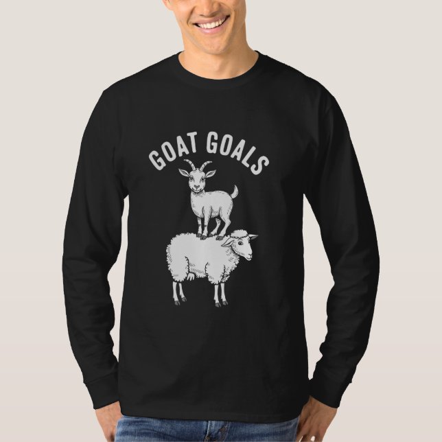 Camiseta Metas de Bode Engraçado Fazendeiro Bode e Ovelha C (Frente)