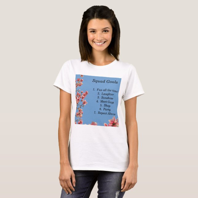 Camiseta Metas de Esquadrão, Meninas, Adolescentes, Amigos, (Frente Completa)
