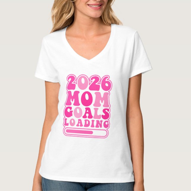 Camiseta Metas de Mãe 2026 Carregando Retro (Frente)