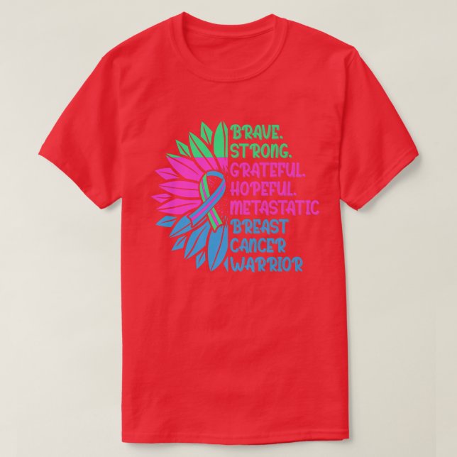 Camiseta Metastatic Breast Cancer Awareness Care Warrior    (Frente do Design)