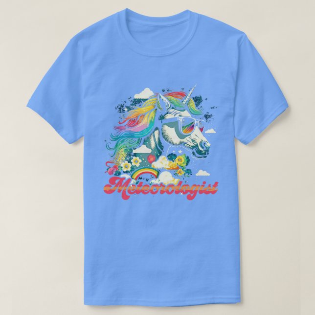 Camiseta Meteorologista Rainbow Unicorn (Frente do Design)
