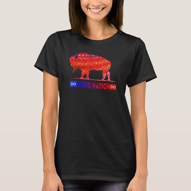 Camiseta Metis Flag Metis Nation Buffalo Metis Sash  Tee (Frente)