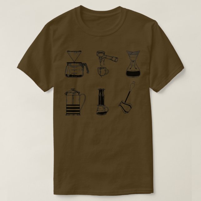Camiseta Métodos De Preparação De Café Coffmaker Barista (Frente do Design)