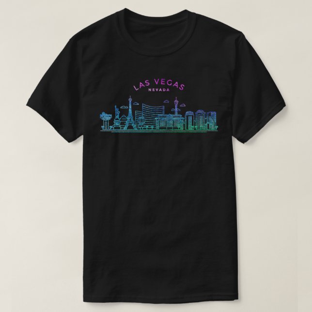 Camiseta Metrópole de Cidade de Skyline em Las Vegas (Frente do Design)
