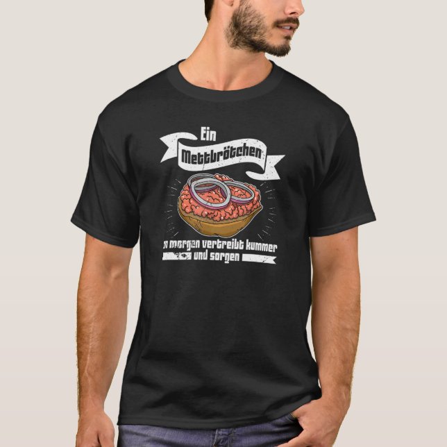 Camiseta Mettbrötchen Alemanha picada alemão Ruhrpott kitch (Frente)