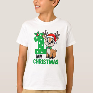 Camiseta Meu 1º Rena de Natal Primeiro Xmas do Bebê