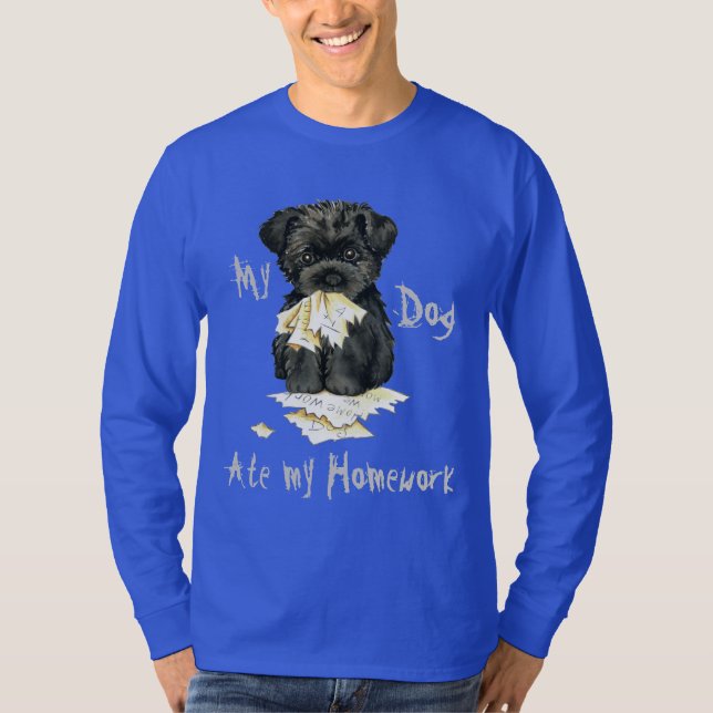 Camiseta Meu Affenpinscher Comeu Meu Trabalho De Casa (Frente)