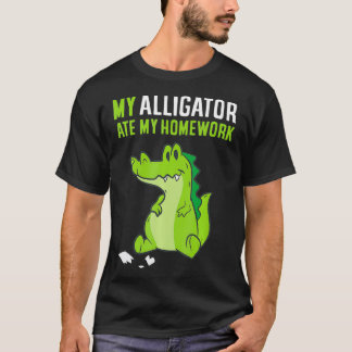 Camiseta Meu Alligador Comeu Meu Trabalho De Casa Engraçado