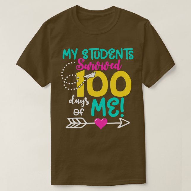 Camiseta Meu aluno sobreviveu 100 dias de mim 100º Dia de C (Frente do Design)